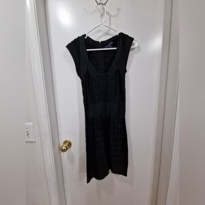French Connection Black V-neck Sheath Dress Cap Sleeve